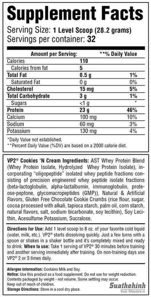 Nutrition Facts Whey Protein Isolate Vp2