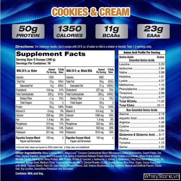 Nutrition Fact Up Your Mass XXXL