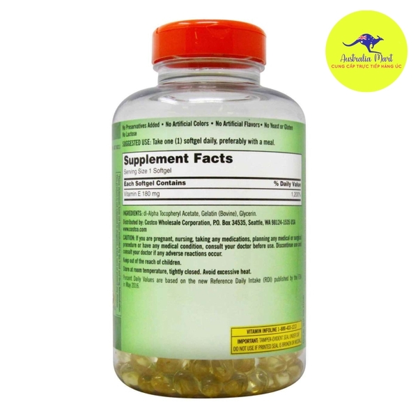 Kirkland E 180 mg 400 IU Cam kết chất lượng Australia Mart