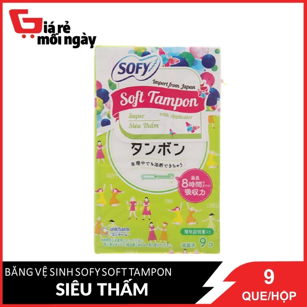 bang-ve-sinh-sofy-soft-tampon-vai-khong-det-va-bong-cellulose-sieu-tham-hop-9-qu