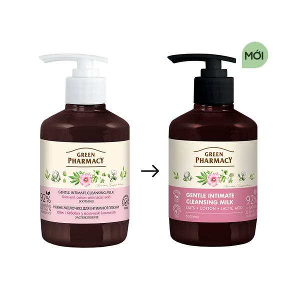 Dung dịch vệ sinh phụ nữ Green Pharmacy dạng sữa làm dịu da chiết xuất Yến mạch và Hạt bông 370ml