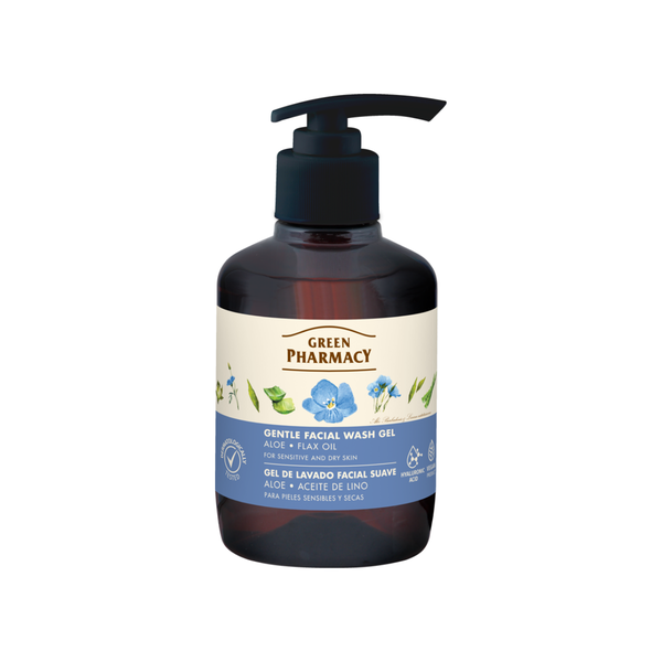 Gel rửa mặt Green Pharmacy chiết xuất Lô hội và Dầu hạt lanh 270ml - Dành cho da khô và da nhạy cảm