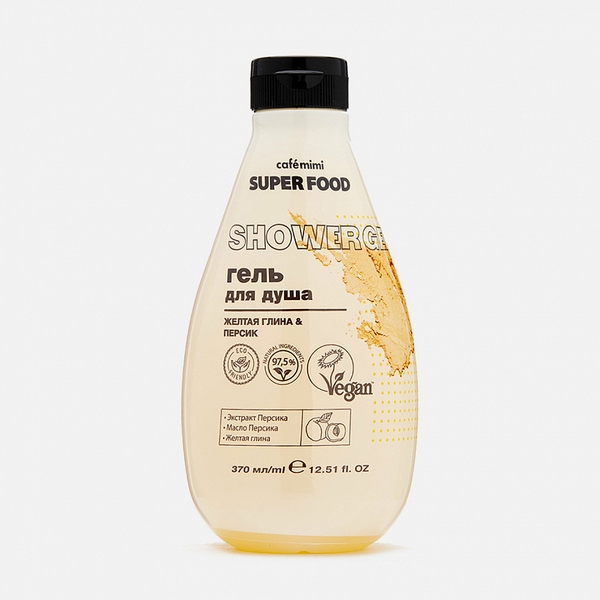 Gel tắm CAFÉMIMI dưỡng ẩm da Đất sét vàng và Đào 370ml