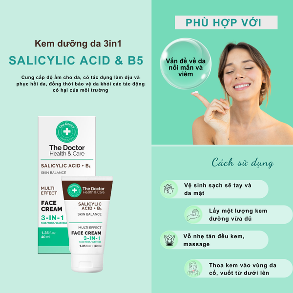 The Doctor Health & Care SALICYLIC ACID + B5 Face cream 3 in 1 40ml Kem dưỡng da mặt 3 in 1