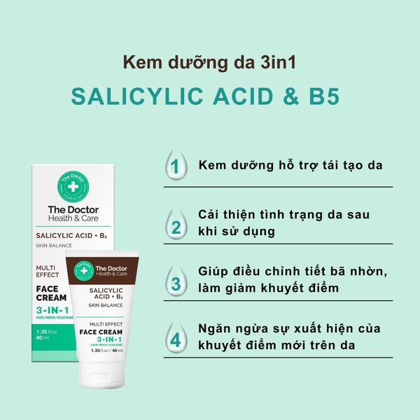 The Doctor Health & Care SALICYLIC ACID + B5 Face cream 3 in 1 40ml Kem dưỡng da mặt 3 in 1