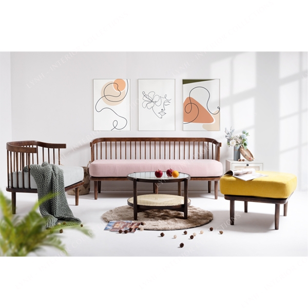 Sofa đơn gỗ tay cong LYNH-SF017