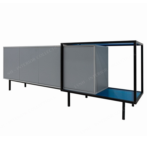 Kệ tivi khung sắt pha kính tipon LYNH-KTV009