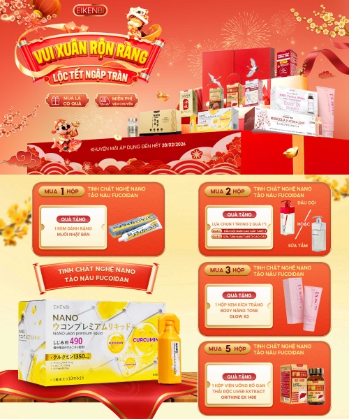 Tinh Chất Nghệ Nano Tảo Nâu Fucoidan Eikenbi [Hộp 15 ống x 10ml]