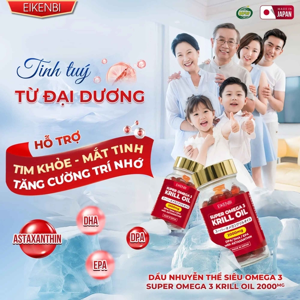 Viên Uống Dầu Nhuyễn Thể Siêu Omega - 3 Krill Oil Eikenbi [Hộp 60 viên]