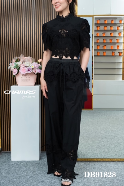 BỘ TƠ REN ĐEN QUẦN SUÔN 91828 | Champs Fashion - Thời Trang Hàng Hiệu