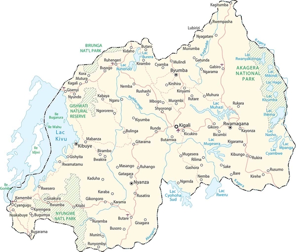 Bản đồ Nyamasheke nằm tại phía Tây Nam Rwanda