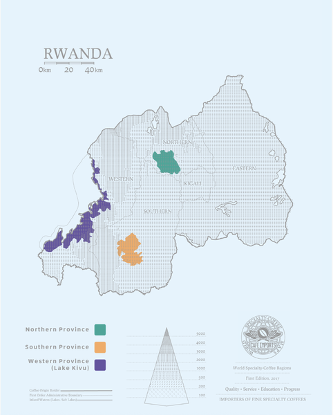 Bản đồ phân bố địa hình tại Rwanda