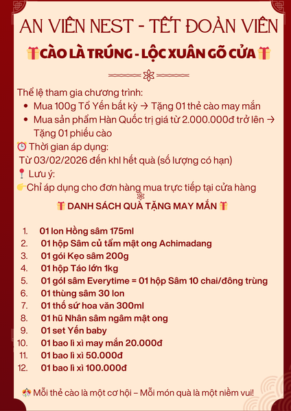 Chương trình bốc thăm trúng quà 100% - Mừng xuân 2026