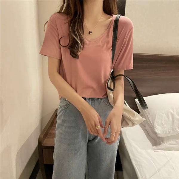 ÁO THUN TRƠN CỔ TIM CỘC TAY MÃ 3001