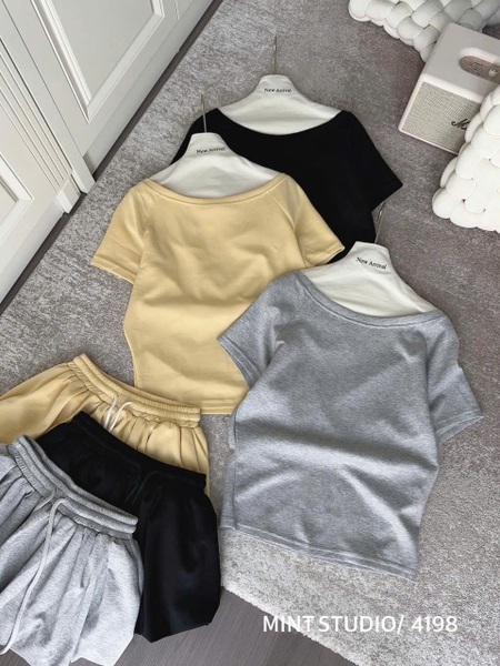 SET ÁO LỆCH VAI KÈM CHÂN VÁY BÍ 4198