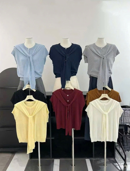 CARDIGAN LEN MỎNG KÈM KHĂN MÃ 865