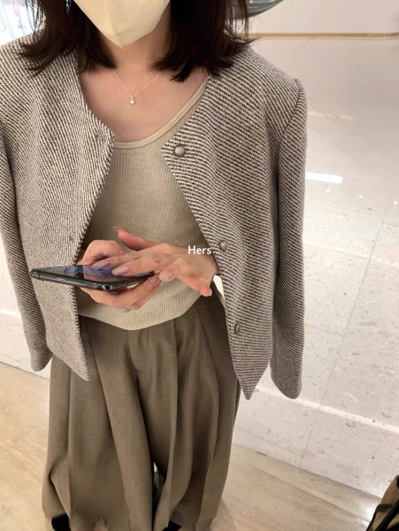 ÁO DẠ TWEED GHI CÚC BẠC  MÃ 5153