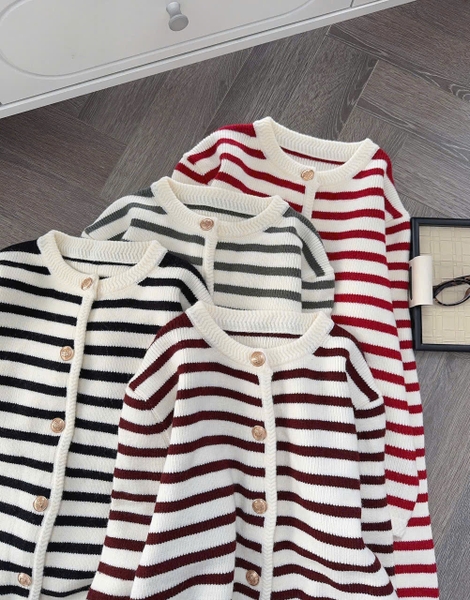 CARDIGAN LEN DÀY KẺ CÚC ĐỒNG MÃ 915