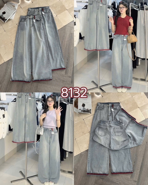 QUẦN JEANS SUÔNG VIỀN GẤU ĐỎ MÃ 8132