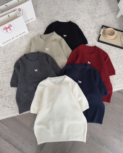 ÁO LEN CÔC LÔNG THỎ ĐÍNH NƠ MÃ 8355