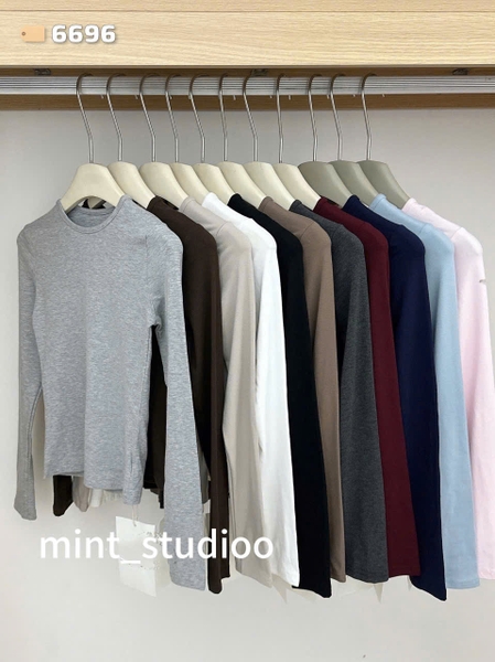 ÁO DÀI TAY TRƠN CỔ MÍ MÃ 6696