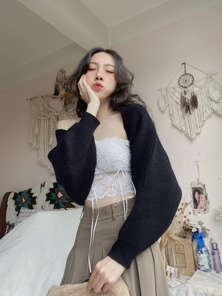 ÁO CARDIGAN LEN DÁNG CROPTOP LỬNG CÓ 2 MÀU