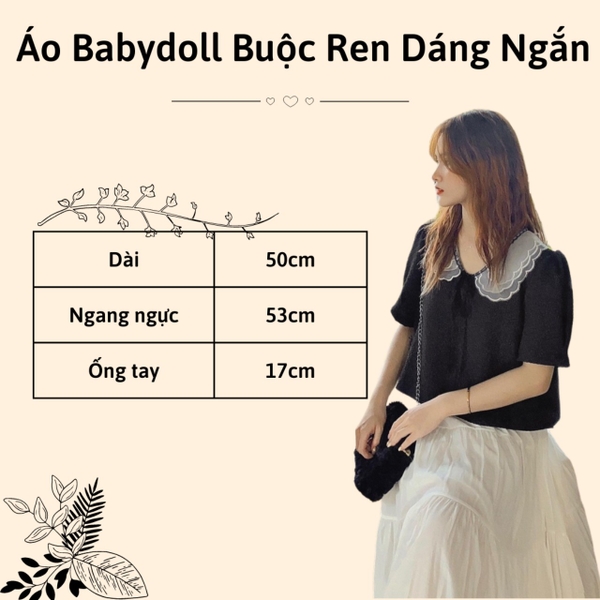 ÁO BABYDOLL BUỘC REN DÁNG NGẮN