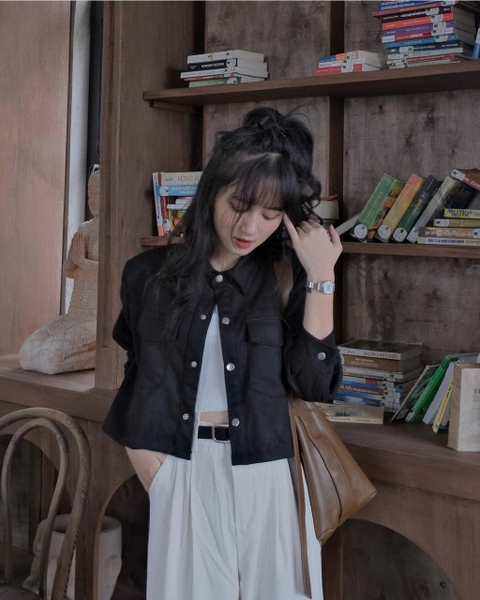 ÁO KHOÁC DA LỘN DÁNG LỬNG MÃ AKL0709