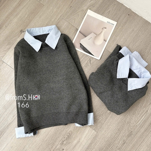 ÁO LEN XÁM PHỐI SƠ MI MÃ 166