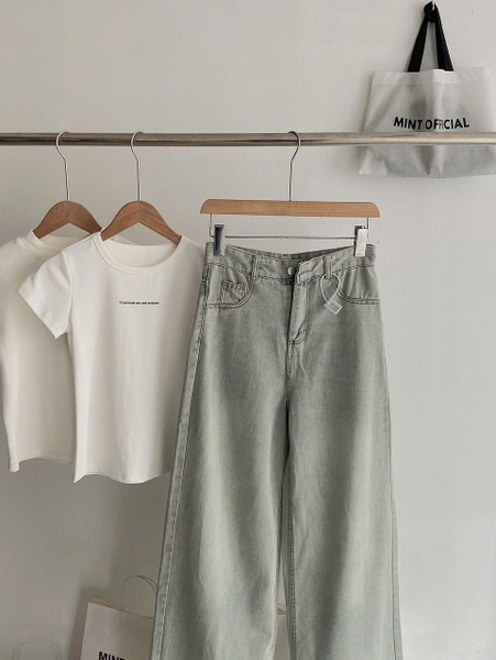 QUẦN JEANS SUÔNG RỘNG NHẠT ÁNH RÊU MÃ 7599