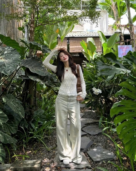 QUẦN JEANS SUÔNG RỘNG NHẠT ÁNH RÊU MÃ 7599