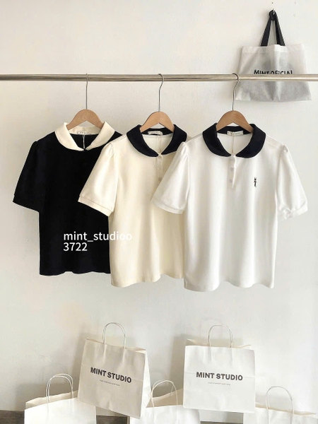 ÁO CỘC TAY CỔ SEN THÊU MEO MÃ 3722