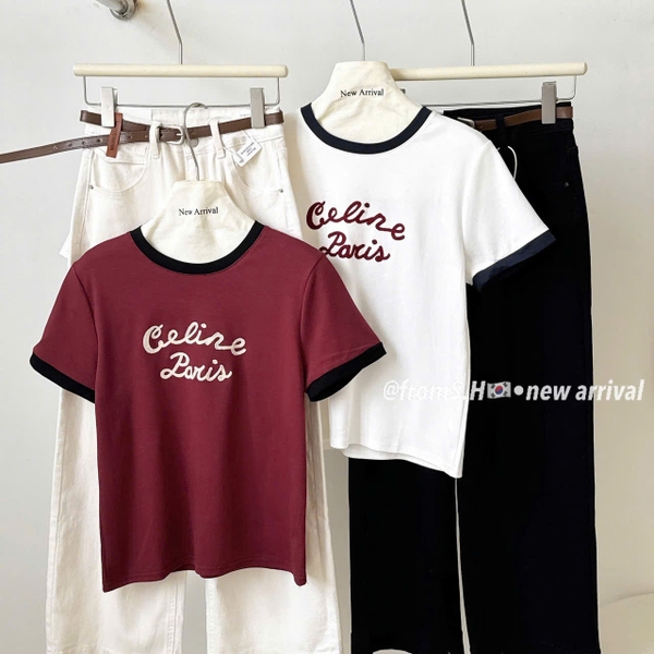 ÁO PHÔNG VIỀN THÊU LEN CELINE MÃ 6043