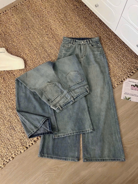 QUẦN JEANS XANH NHẠT SUÔNG RỘNG MÃ 7878