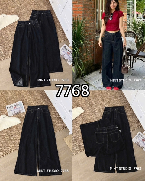 QUẦN JEANS XANH ĐEN SUÔNG RỘNG MÃ 7768