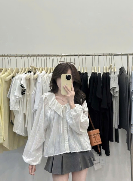ÁO SƠ MI CỔ BÈO TAY BỒNG MÃ 394