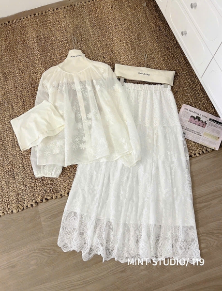 SƠ MI HOA THÊU TAY BỒNG MÃ 119