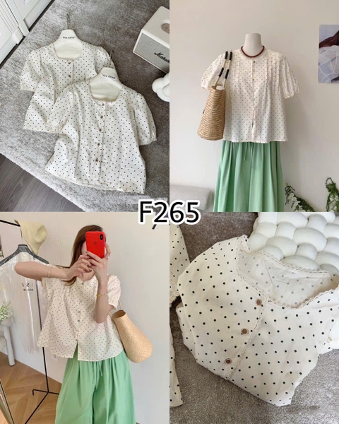 SƠ MI CHẤM BI VIỀN REN MÃ F265