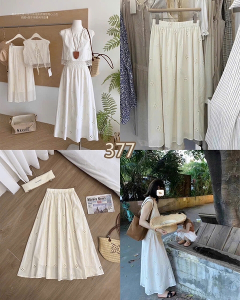 CHÂN VÁY DÀI HOA THÊU MÃ 377