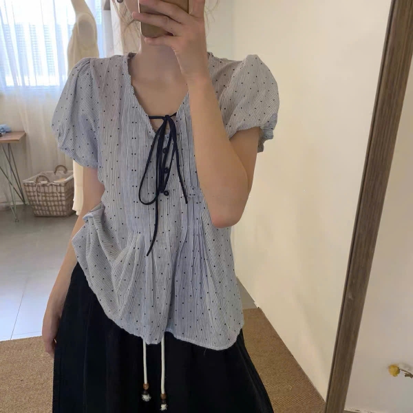 SƠ MI BABYDOLL BI TAY BỒNG MÃ F380