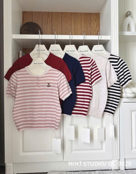 ÁO LEN CỘC CỔ TRỤ THÊU GẤU MÃ 9828