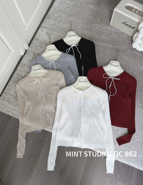 CARDIGAN VIỀN REN THẮT NƠ MÃ 862