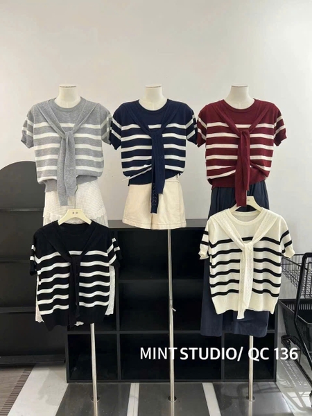 ÁO KẺ MONGTOGHI KHĂN LIỀN MÃ 136