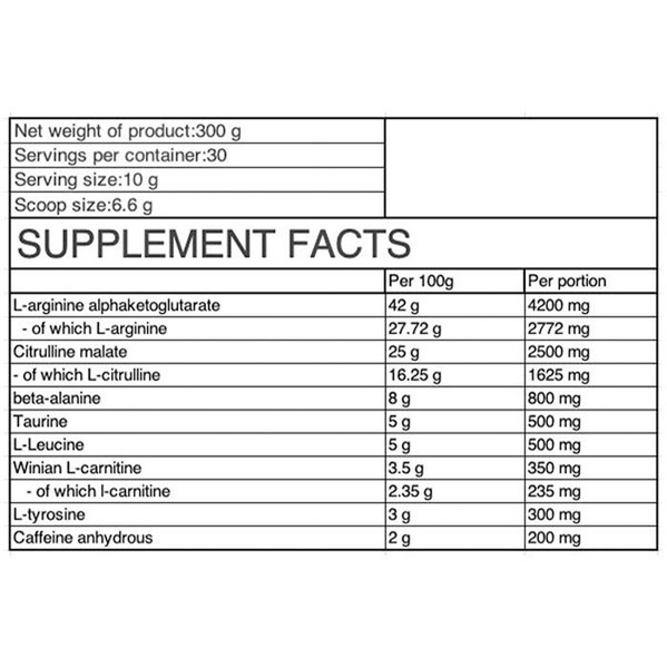 OSTROVIT PUMP PRE-WORKOUT (300 GRAM) -30 LẦN DÙNG