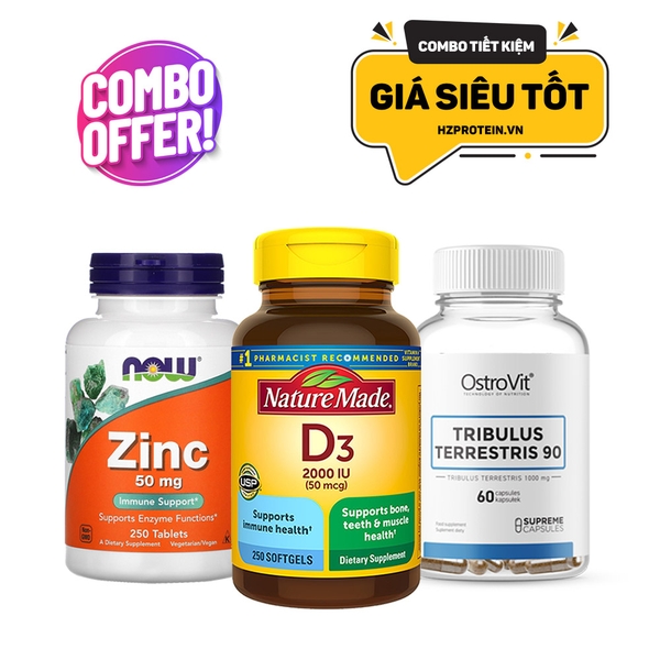 Combo Tăng Miễn Dịch, Sức khỏe Nam giới, bổ sung Vitamin D3, Kẽm, Tribulus