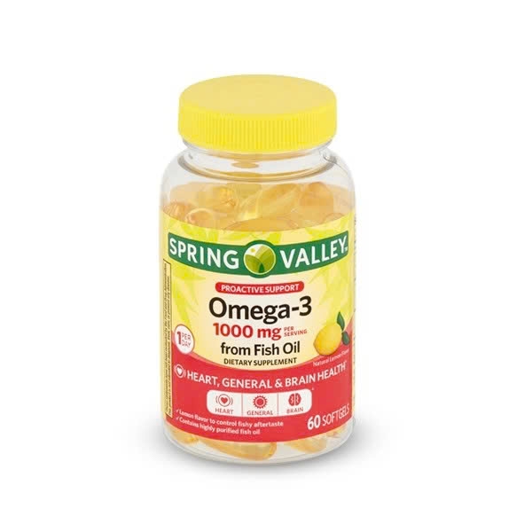 SPRING VALLEY OMEGA-3 1000MG FISH -  DẦU CÁ HƯƠNG CHANH (180 VIÊN)