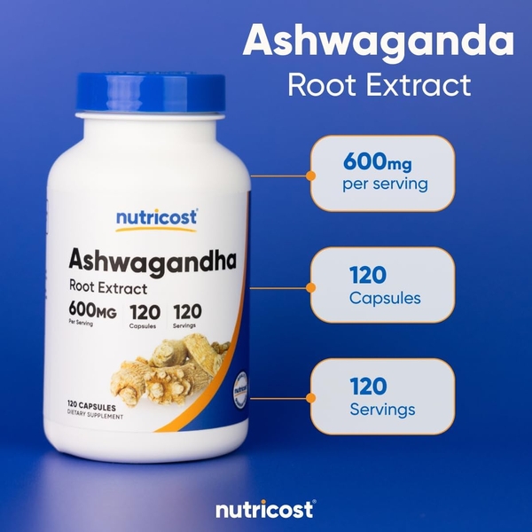 NUTRICOST ASHWAGANDHA 600MG - TINH CHẤT NHÂN SÂM HỖ TRỢ SINH LÝ & SỨC KHỎE