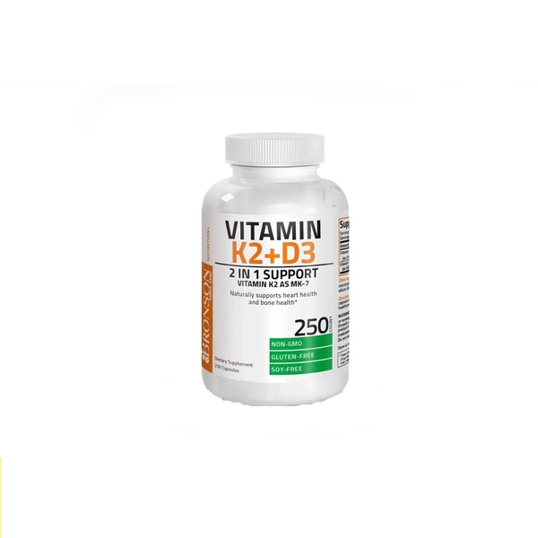 BRONSON VITAMIN D3+ K2 MK7 (120/250 VIÊN): BẢO VỆ VÀ PHỤC HỒI XƯƠNG KHỚP, HỆ MIỄN DỊCH