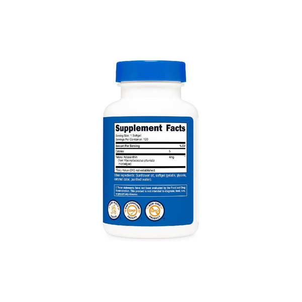 Nutricost Astaxanthin 4mg - Viên Uống Chống Lão Hoá, Trẻ Hoá Cơ Thể (120 Viên)