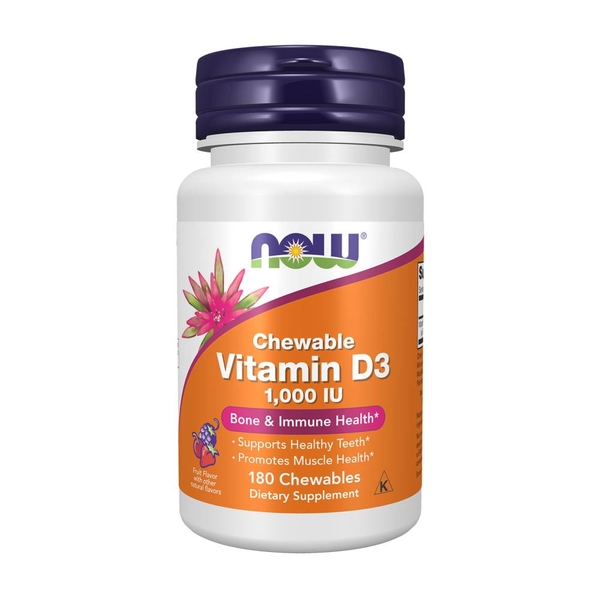 Now Chewable Vitamin D3 1000IU -Dạng Viên Nhai Hỗ Trợ Sức Khỏe Xương Và Răng